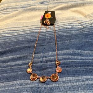 Paparazzi Rose Gold Necklace with Brown Accents